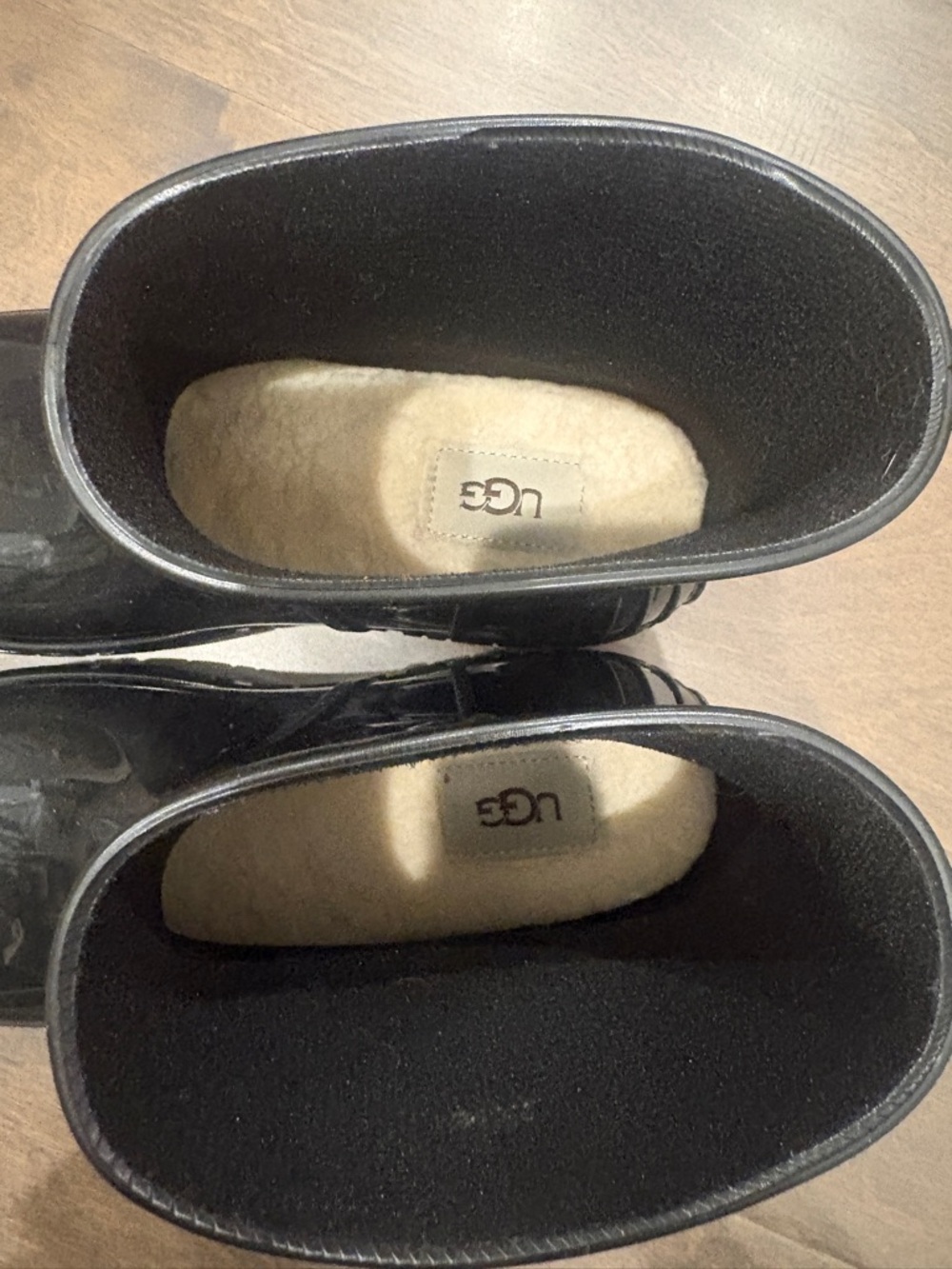 UGG Women's Black Rain Boots with Plush Shearling Insole